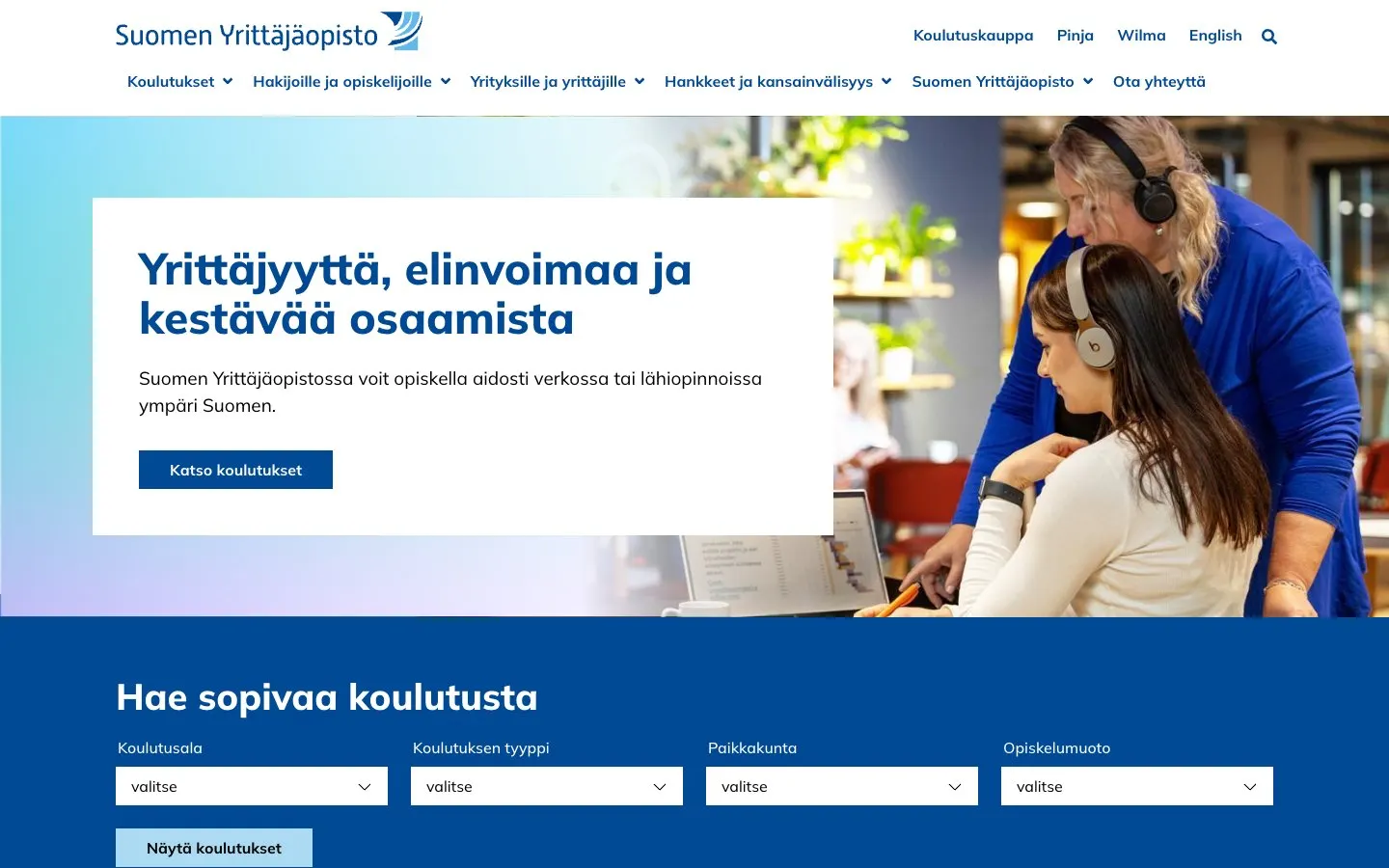 Le site de Suomen Yrittäjäopisto