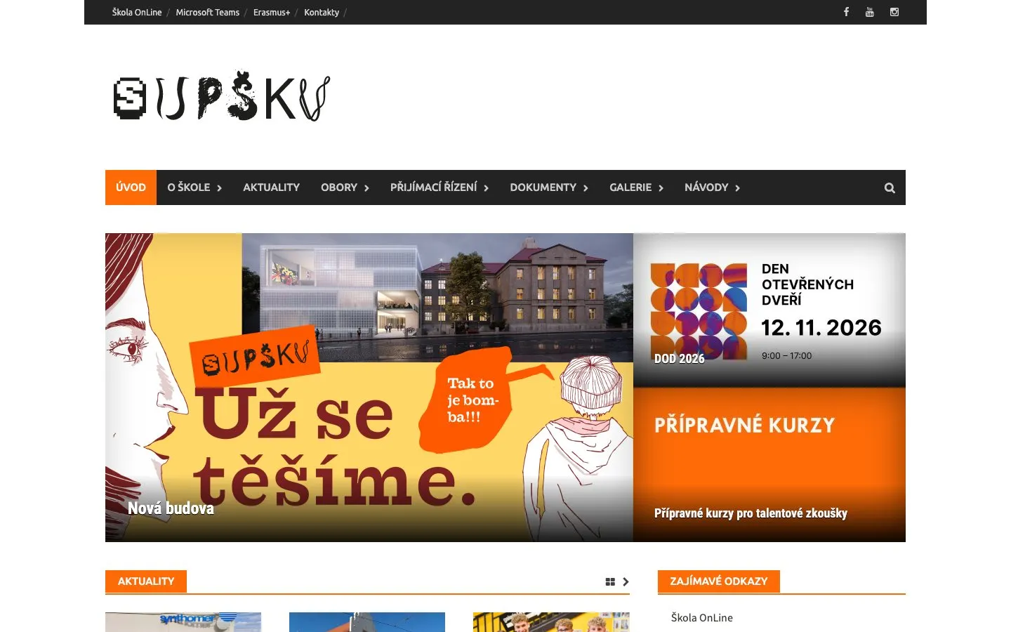 Il sito di SUPŠ keramická a sklářská Karlovy Vary