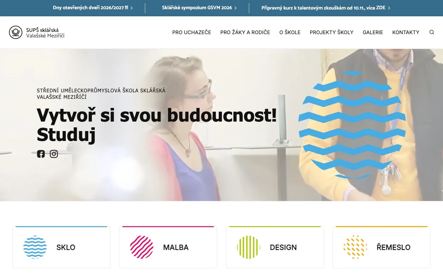 Il sito di SUPŠ sklářská Valašské Meziříčí