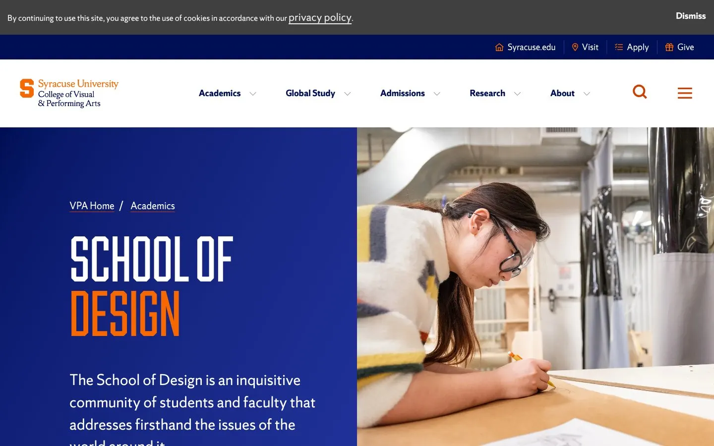 The website of Syracuse University – School of Design
