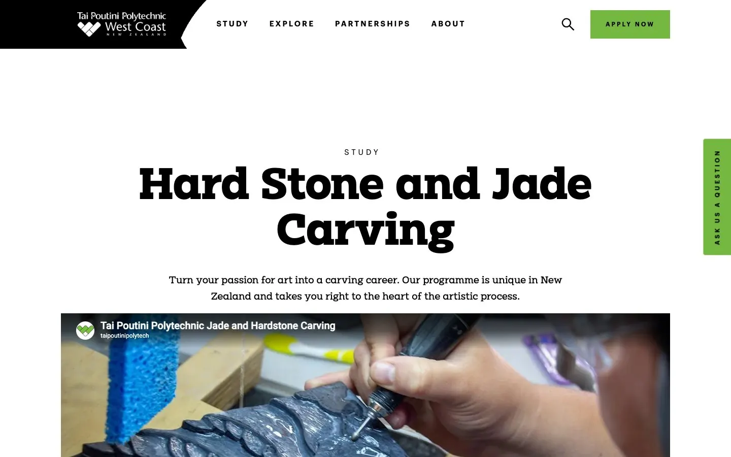 Il sito di Tai Poutini Polytechnic – Hard Stone and Jade Carving