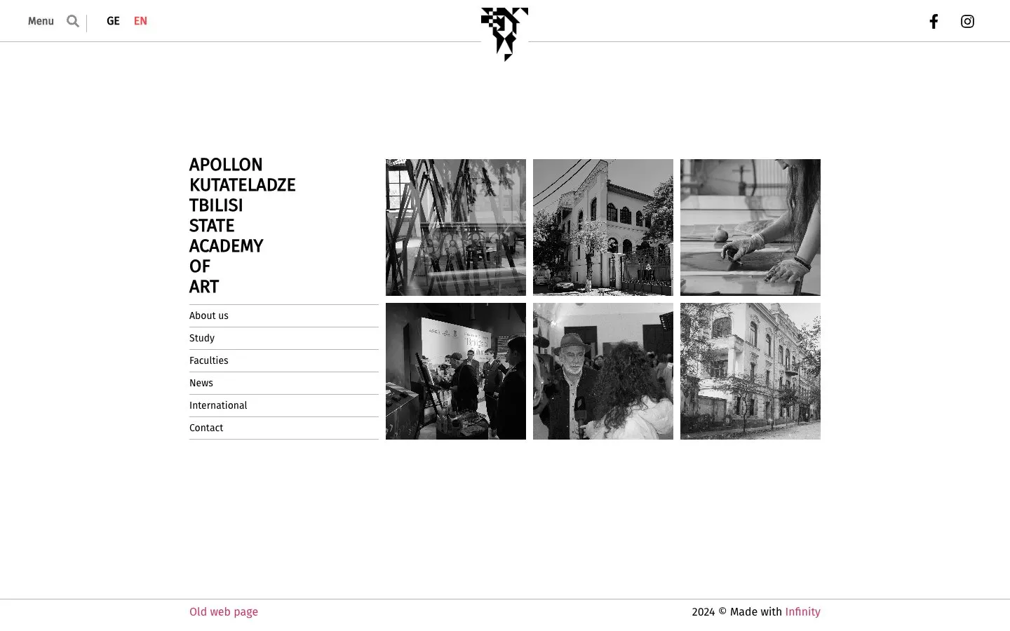 El sitio web de Tbilisi State Academy of Arts