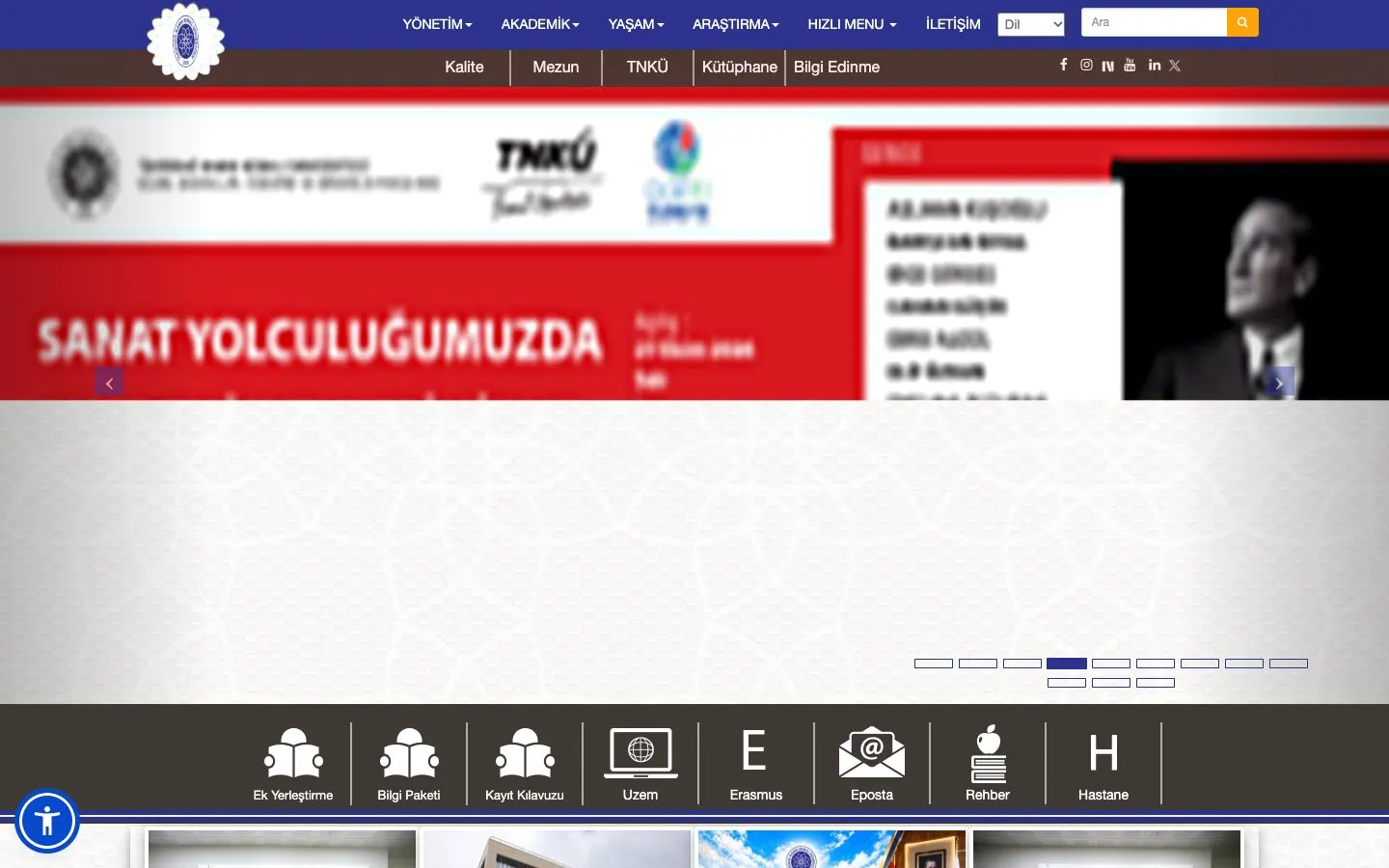 The website of Tekirdağ Namık Kemal Üniversitesi