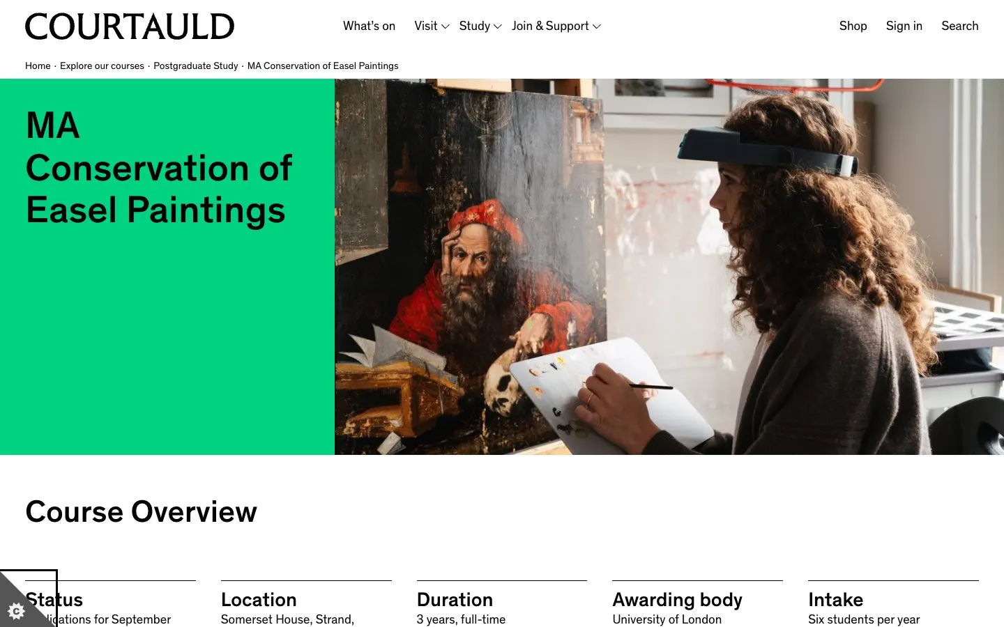 The website of The Courtauld – Conservation of Easel Paintings