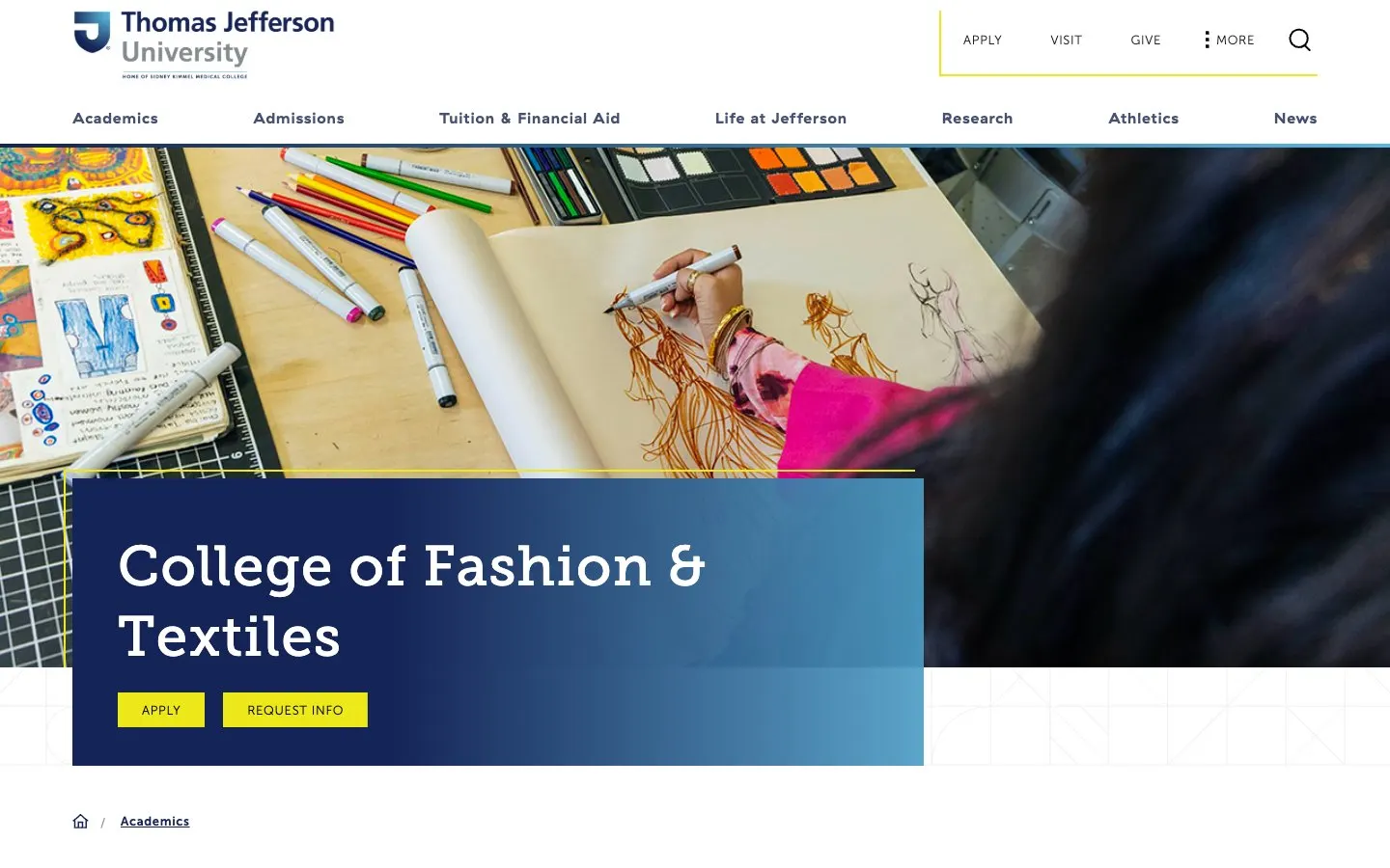 Il sito di Thomas Jefferson University – College of Fashion & Textiles