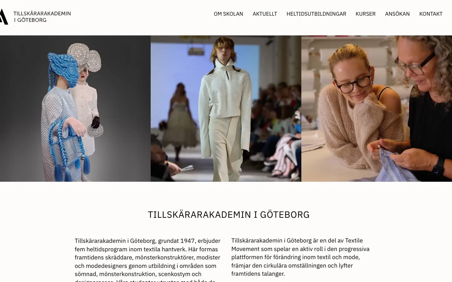The website of Tillskärarakademin i Göteborg