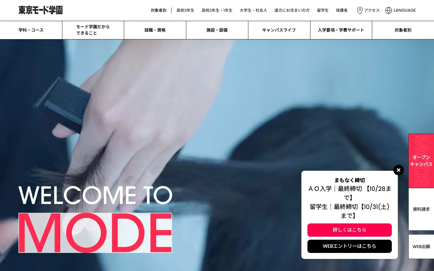 Le site de Tokyo Mode Gakuen
