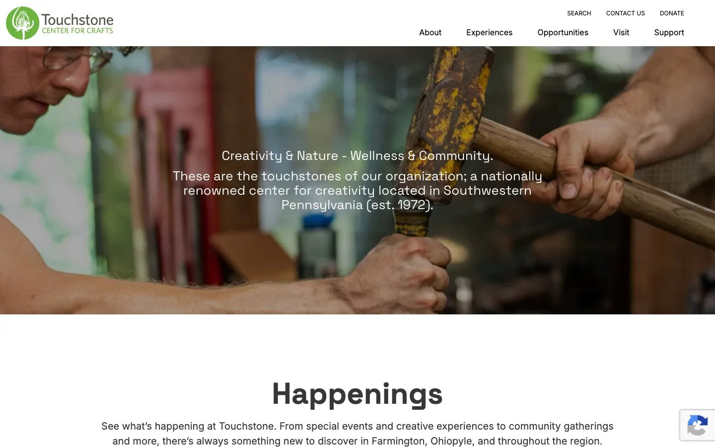 Die Website von Touchstone Center for Crafts