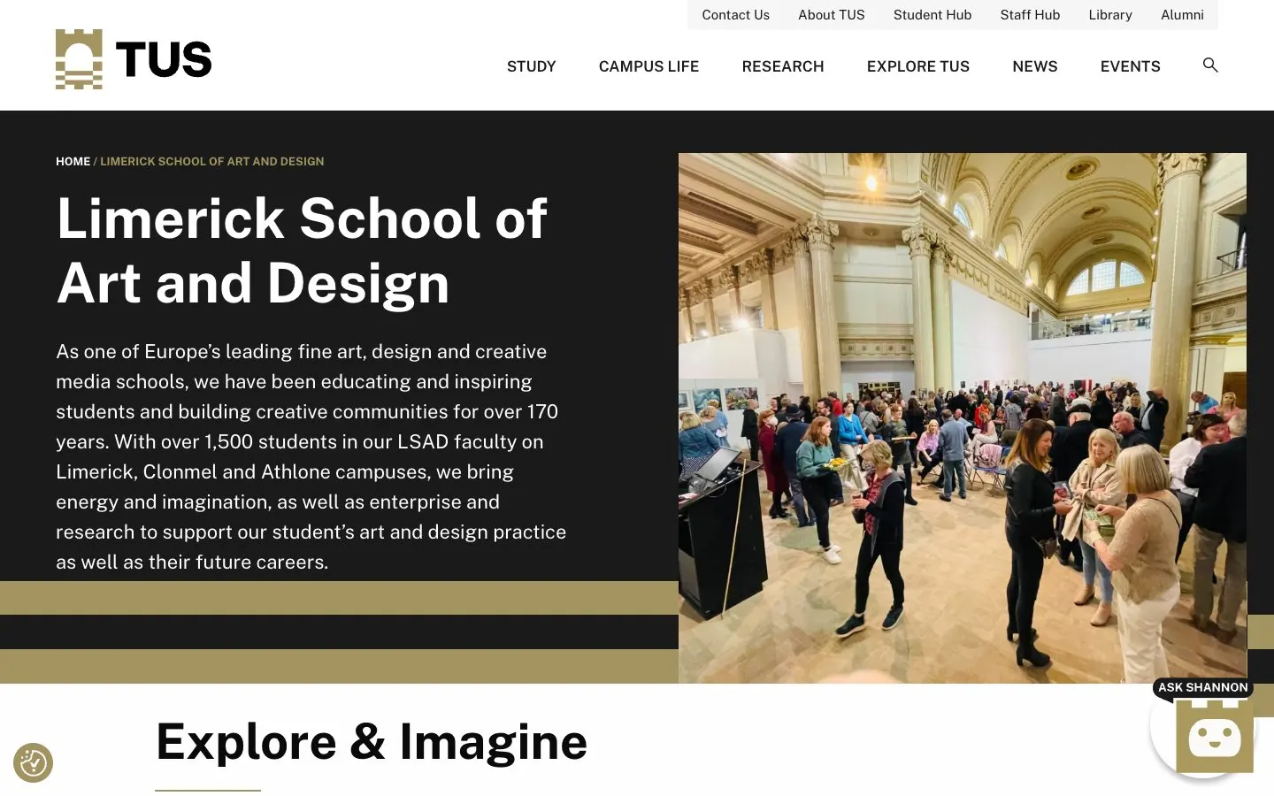 Die Website von TUS Limerick School of Art and Design
