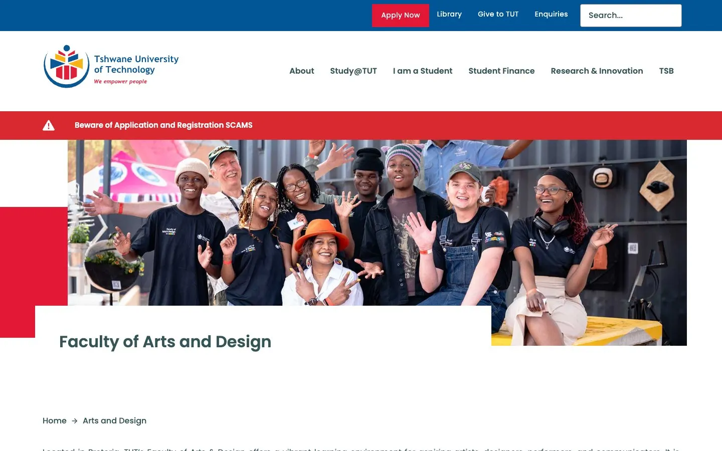 The website of TUT Faculty of Arts and Design