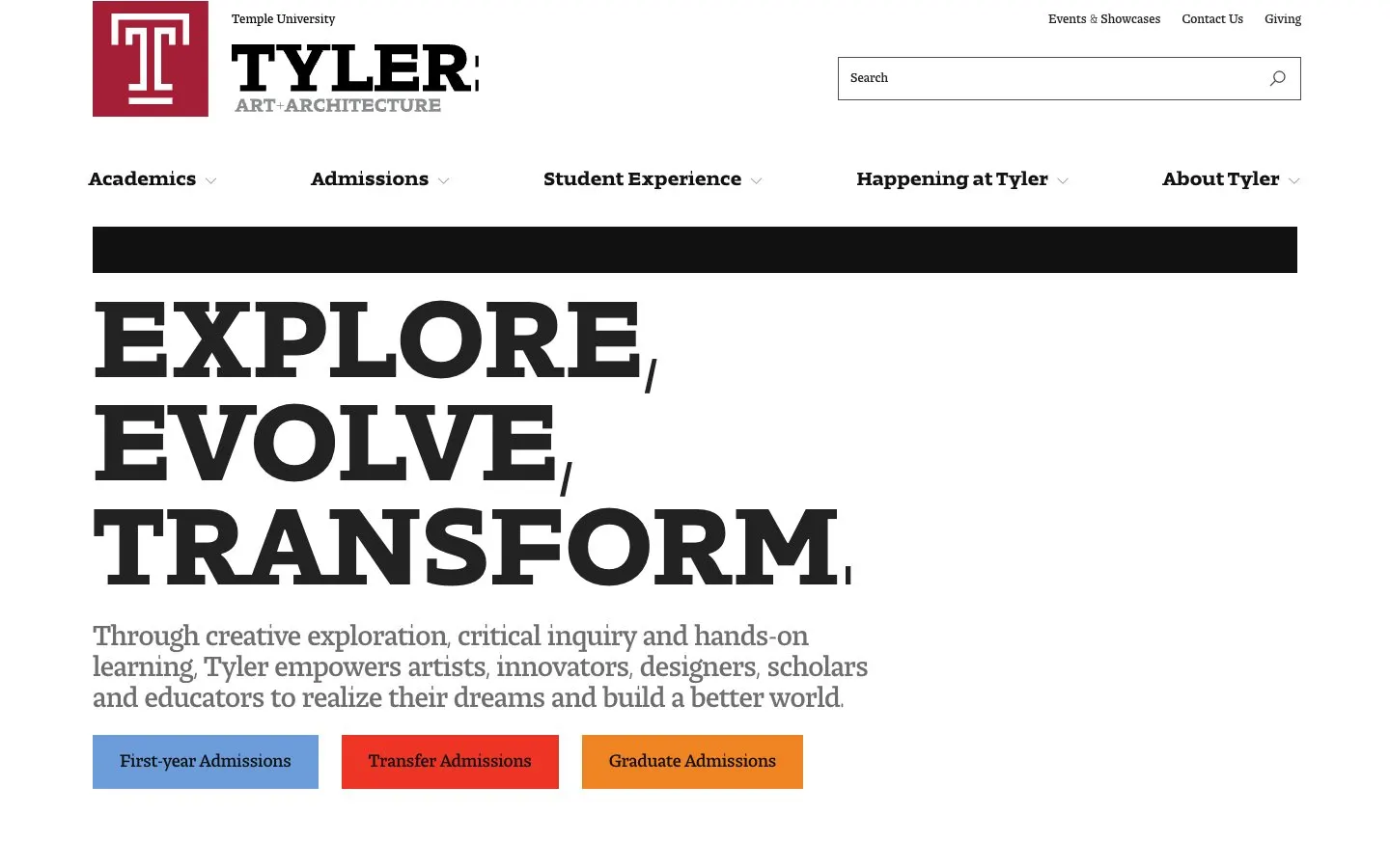 الموقع الإلكتروني لـ Tyler School of Art and Architecture