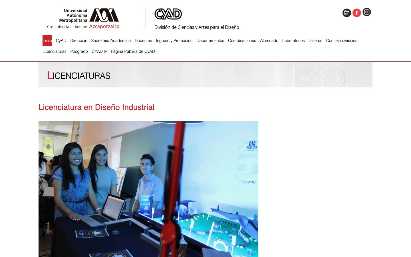 El sitio web de UAM Azcapotzalco – CyAD Diseño Industrial
