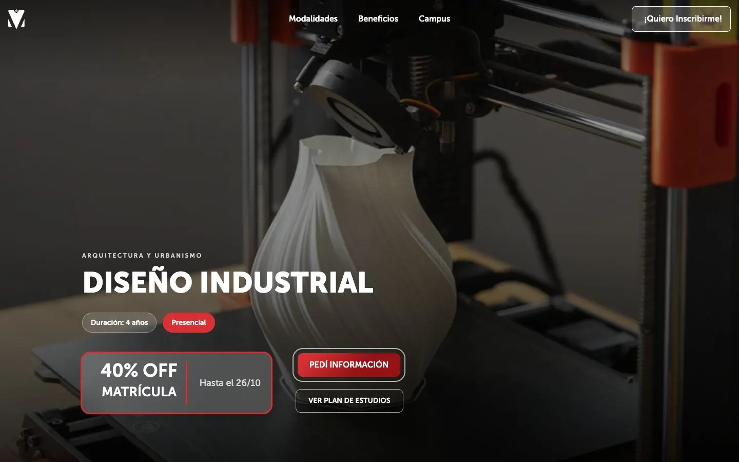 The website of UCASAL – Diseño Industrial