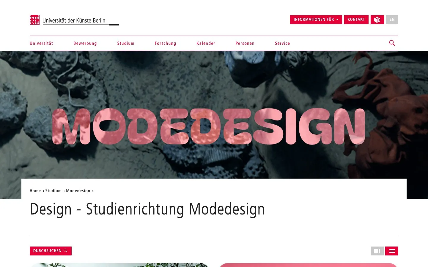 UdK Berlin – Modedesign 的网站