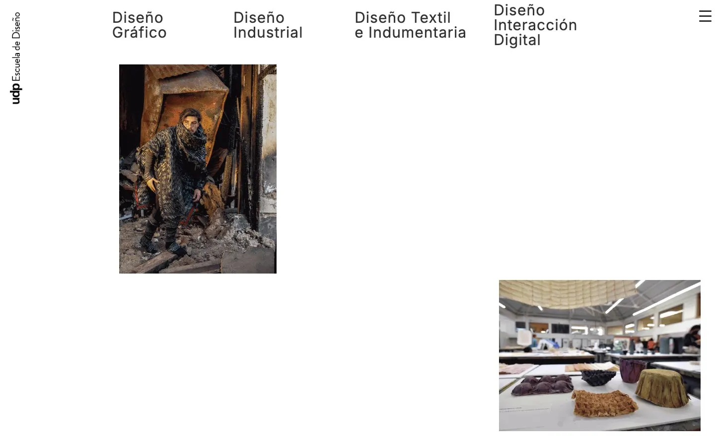 The website of UDP – Escuela de Diseño