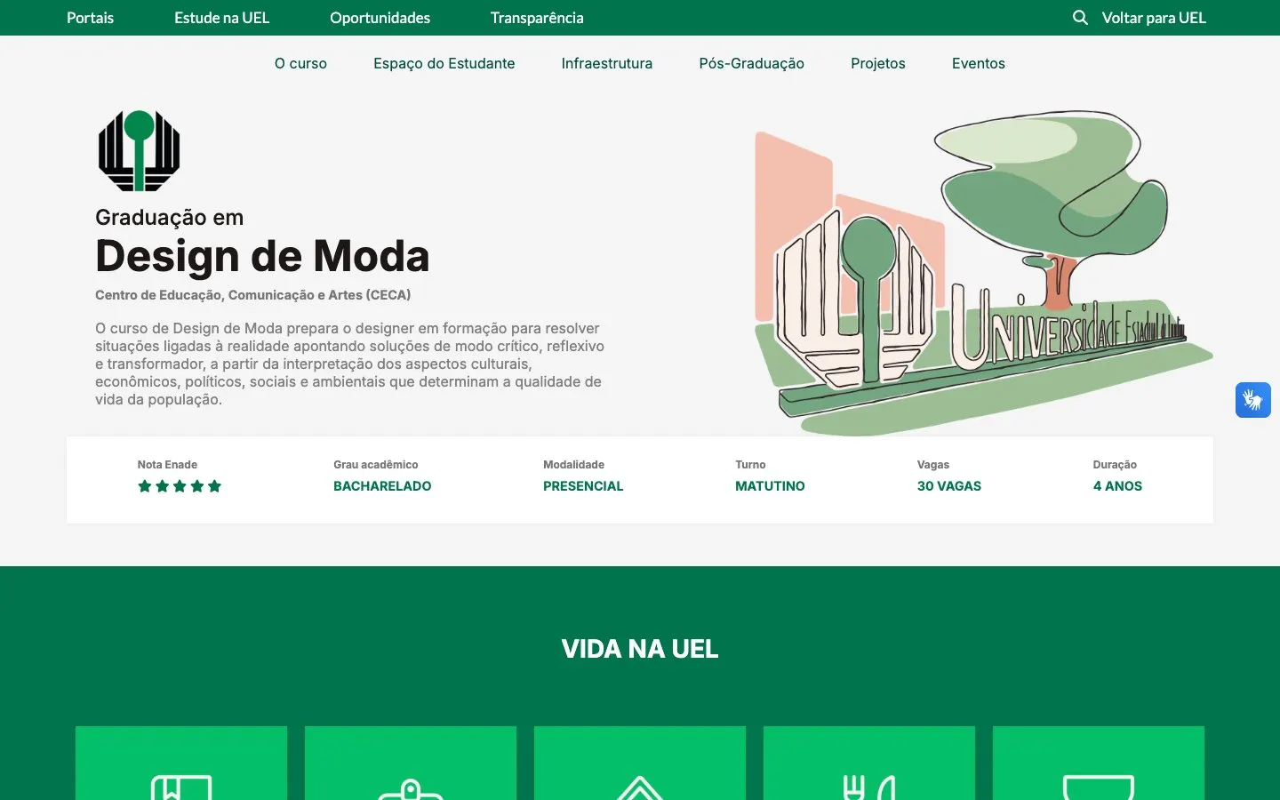 Сайт школы UEL – Design de Moda