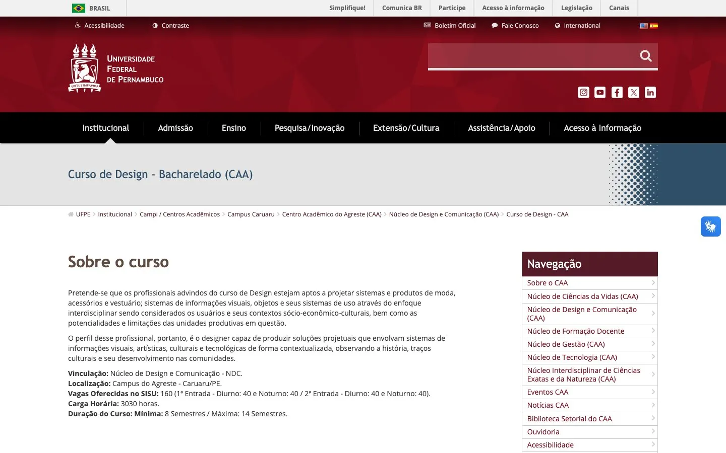 UFPE – Design (Caruaru) 的网站
