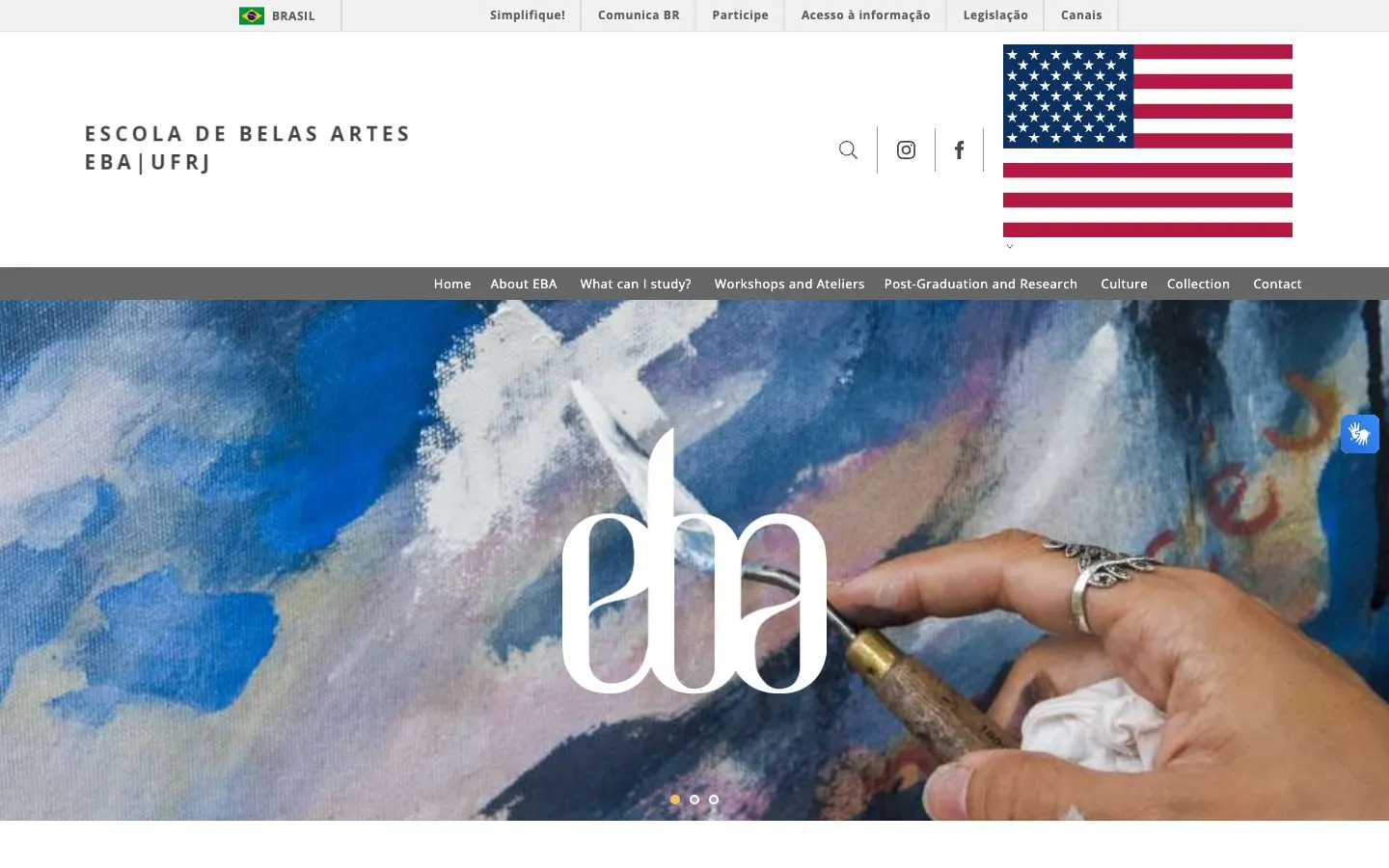 The website of UFRJ – Escola de Belas Artes