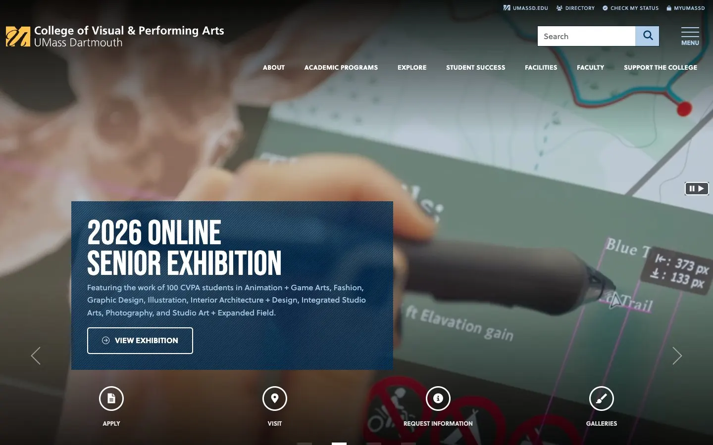 الموقع الإلكتروني لـ UMass Dartmouth – College of Visual & Performing Arts