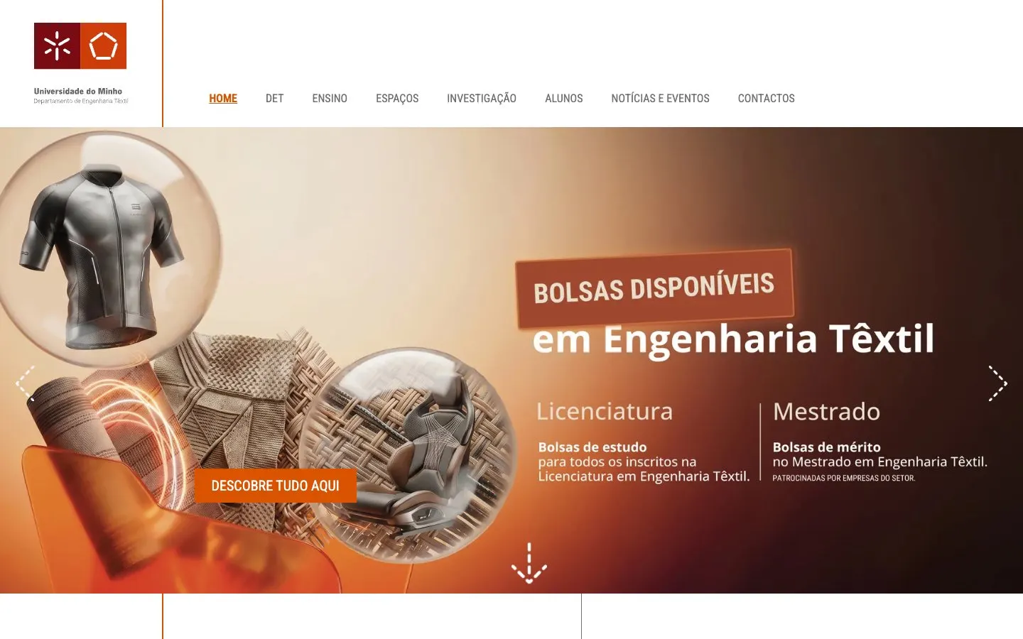 Il sito di UMinho – Departamento de Engenharia Têxtil