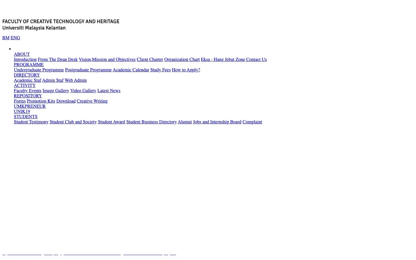 The website of UMK – Faculty of Creative Technology and Heritage