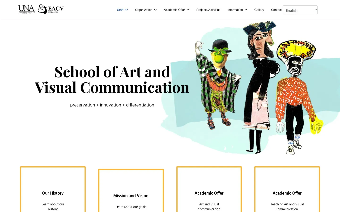 El sitio web de UNA – Escuela de Arte y Comunicación Visual