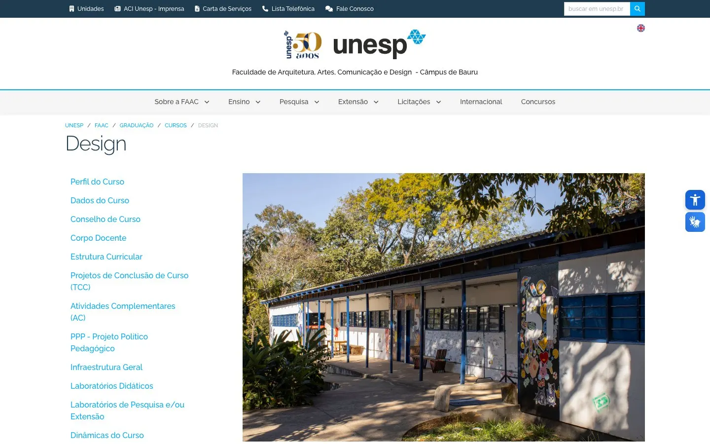 Le site de UNESP – FAAC Bauru (Design)