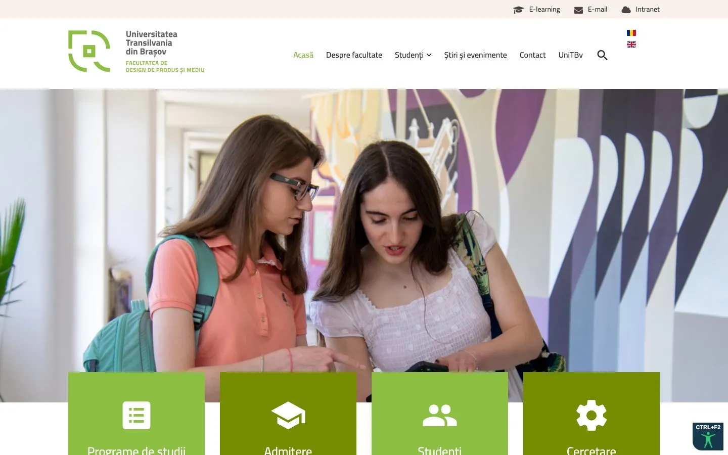 The website of UNITBV – Facultatea de Design de Produs și Mediu