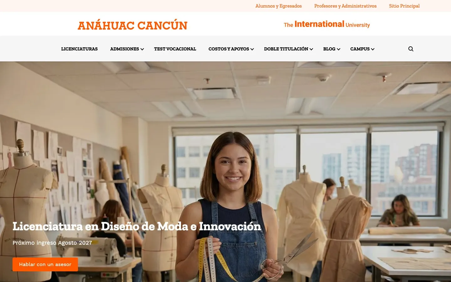El sitio web de Universidad Anáhuac Cancún – Diseño