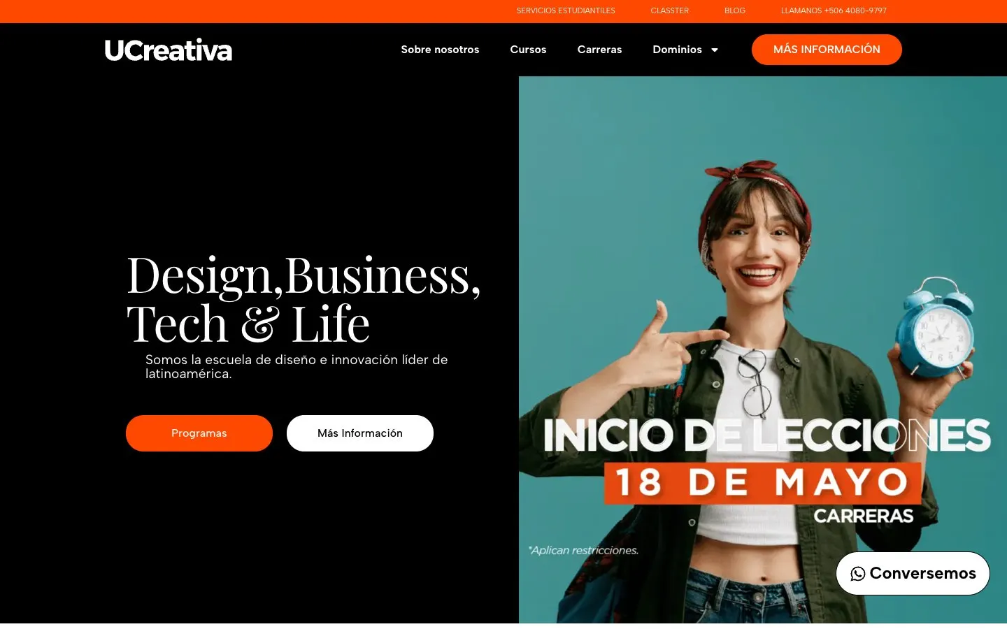 El sitio web de Universidad Creativa
