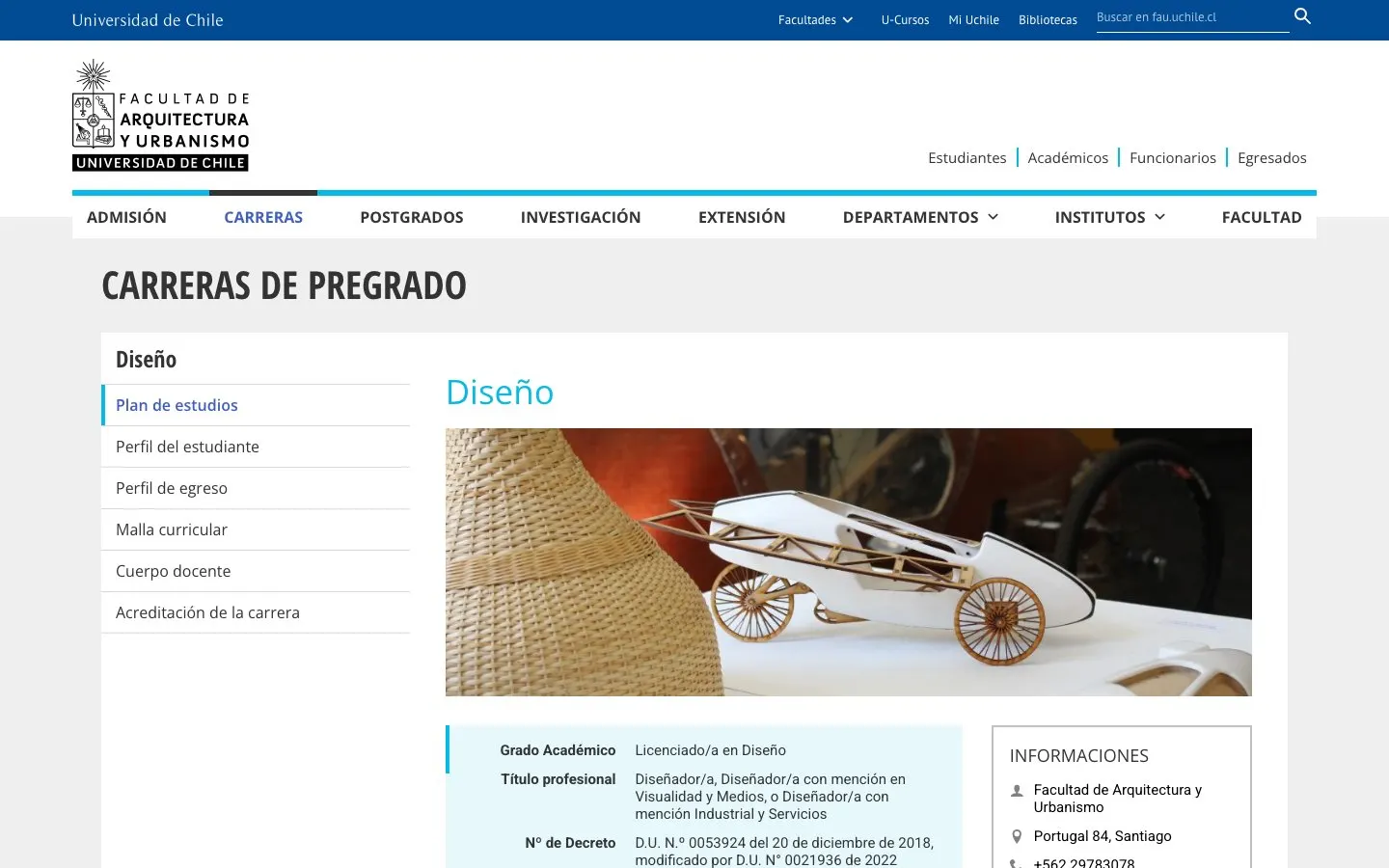 Die Website von Universidad de Chile – Diseño (FAU)