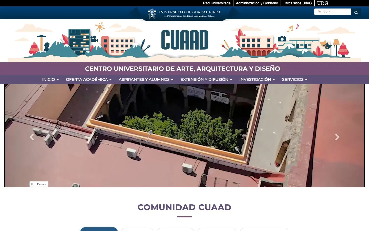 Universidad de Guadalajara – CUAAD की वेबसाइट