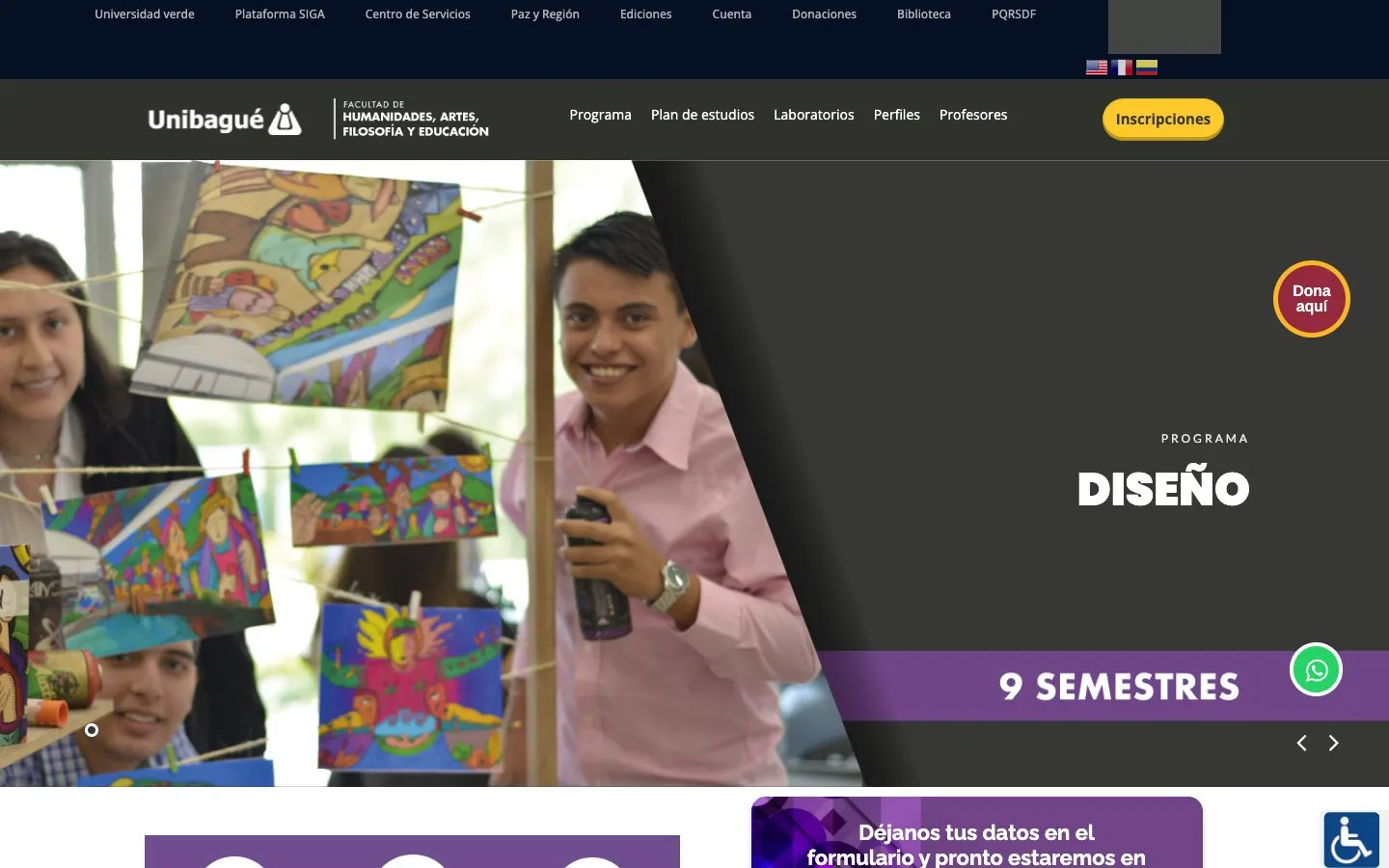 El sitio web de Universidad de Ibagué – Diseño