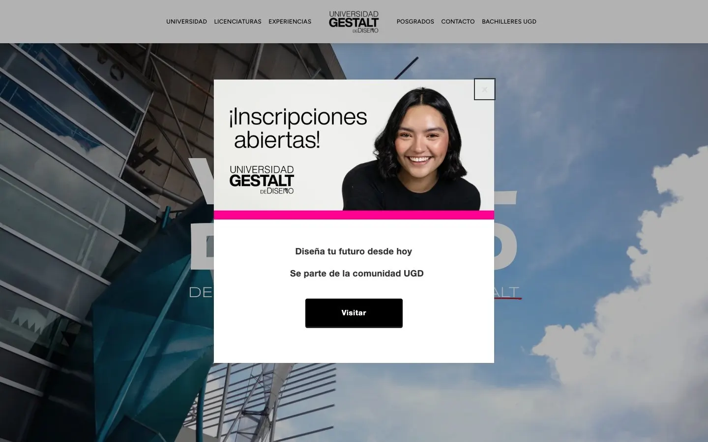 The website of Universidad Gestalt de Diseño
