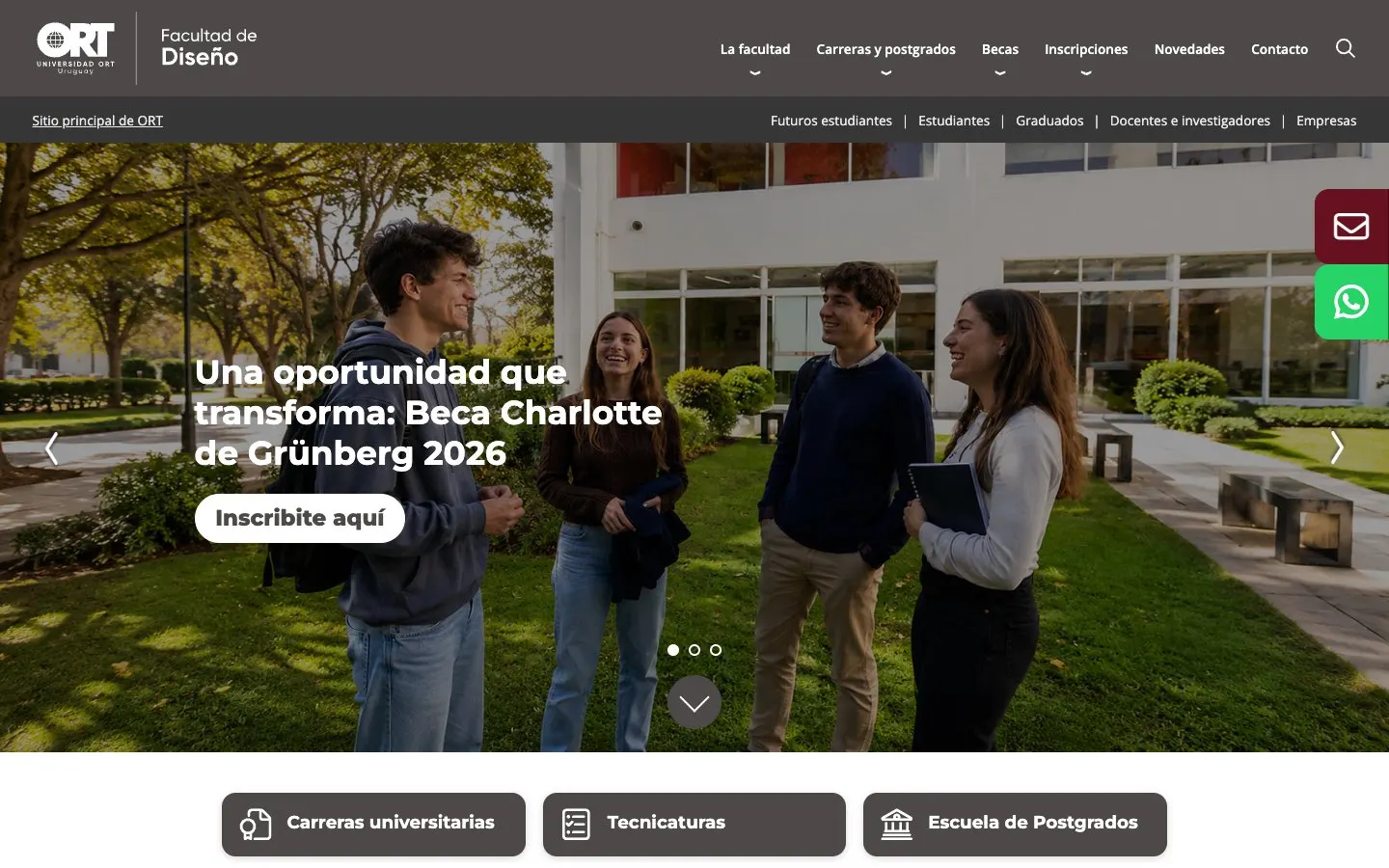 The website of Universidad ORT Uruguay – Facultad de Diseño
