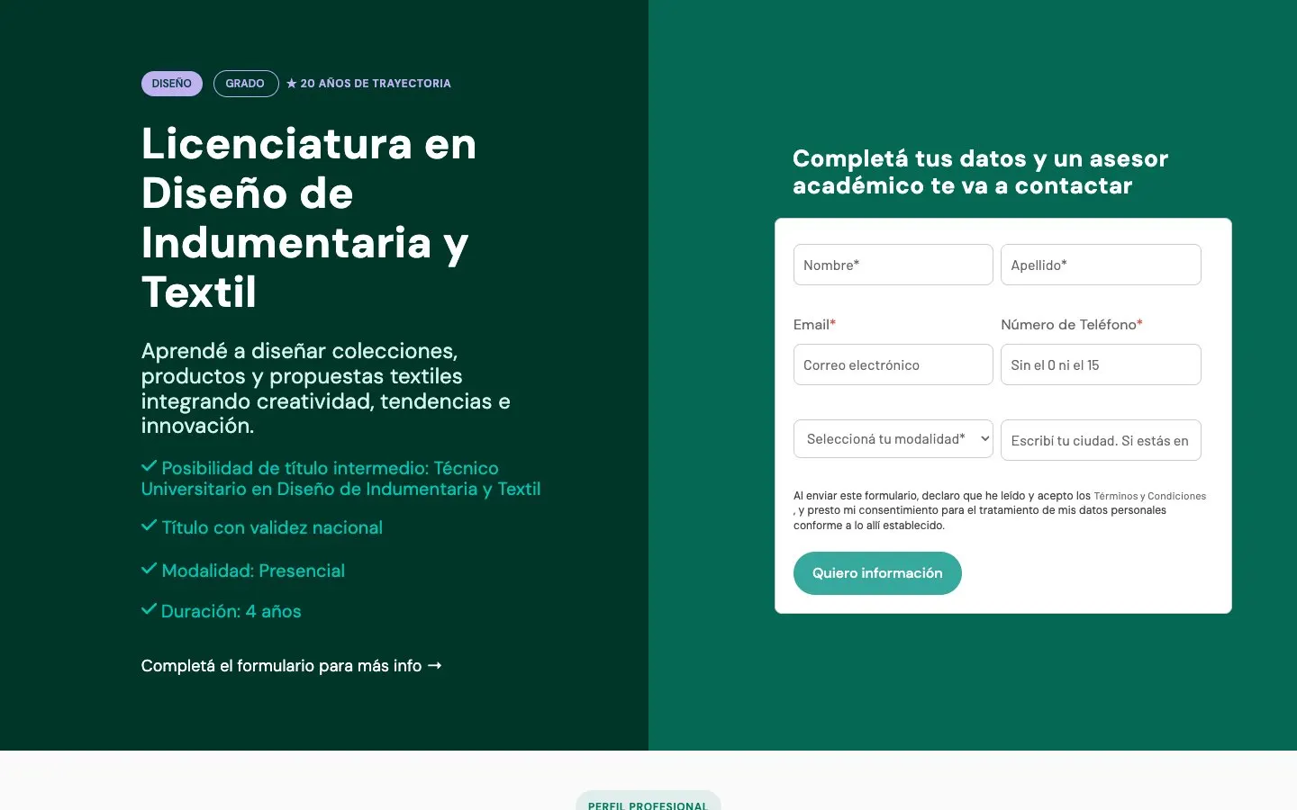 The website of Universidad Siglo 21 – Diseño