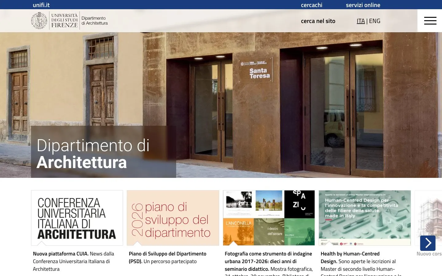 The website of DIDA – Dipartimento di Architettura, Università di Firenze