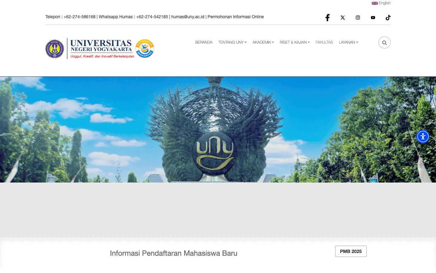 The website of Universitas Negeri Yogyakarta – Kriya e Tata Busana