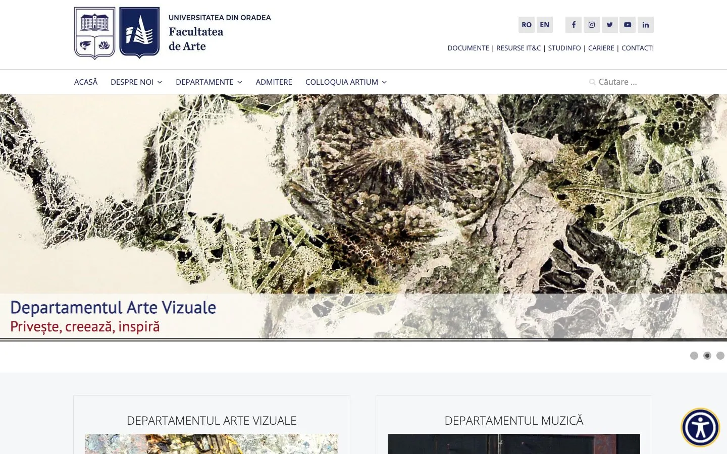 The website of Universitatea din Oradea – Facultatea de Arte
