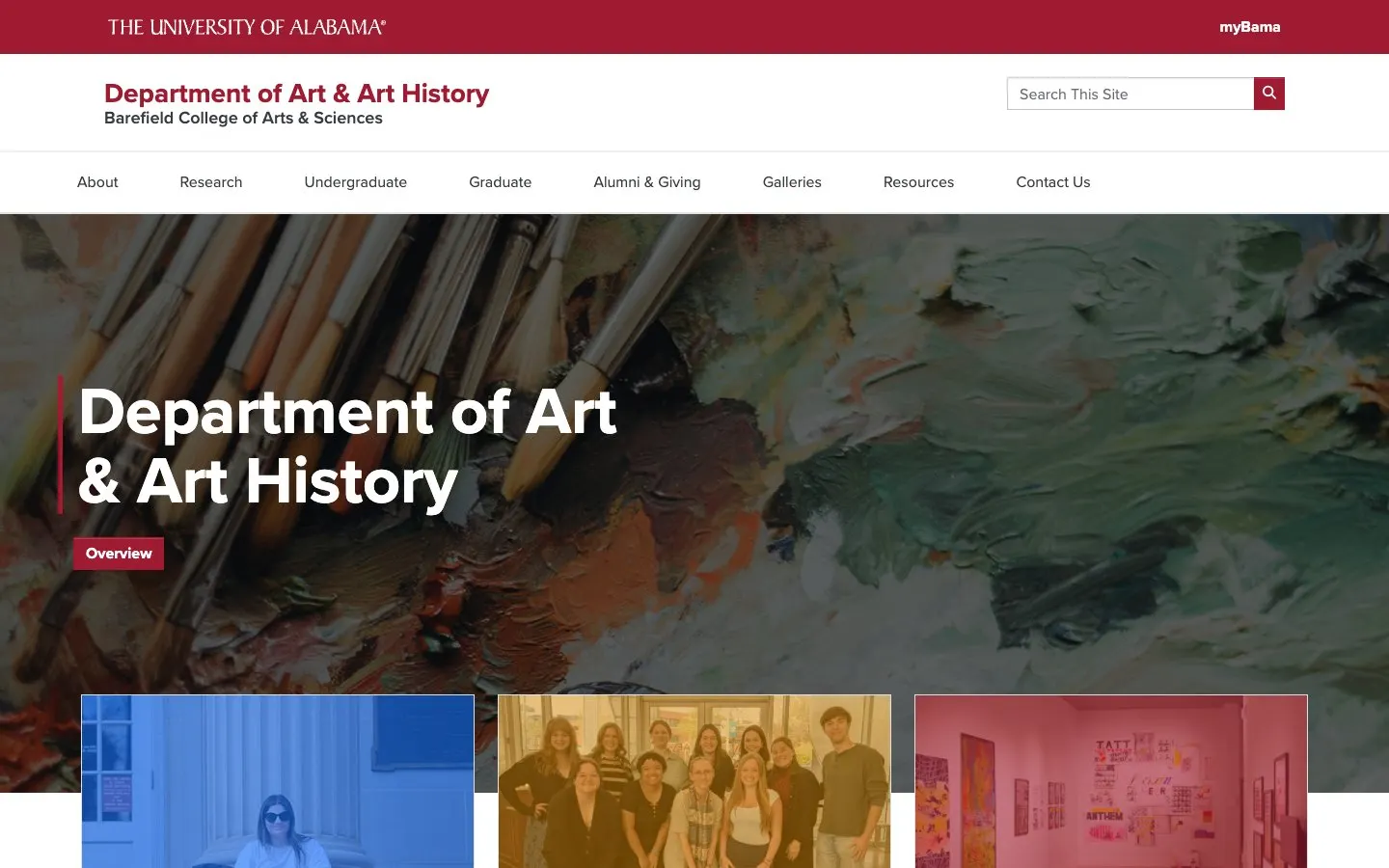 The website of University of Alabama – Department of Art and Art History