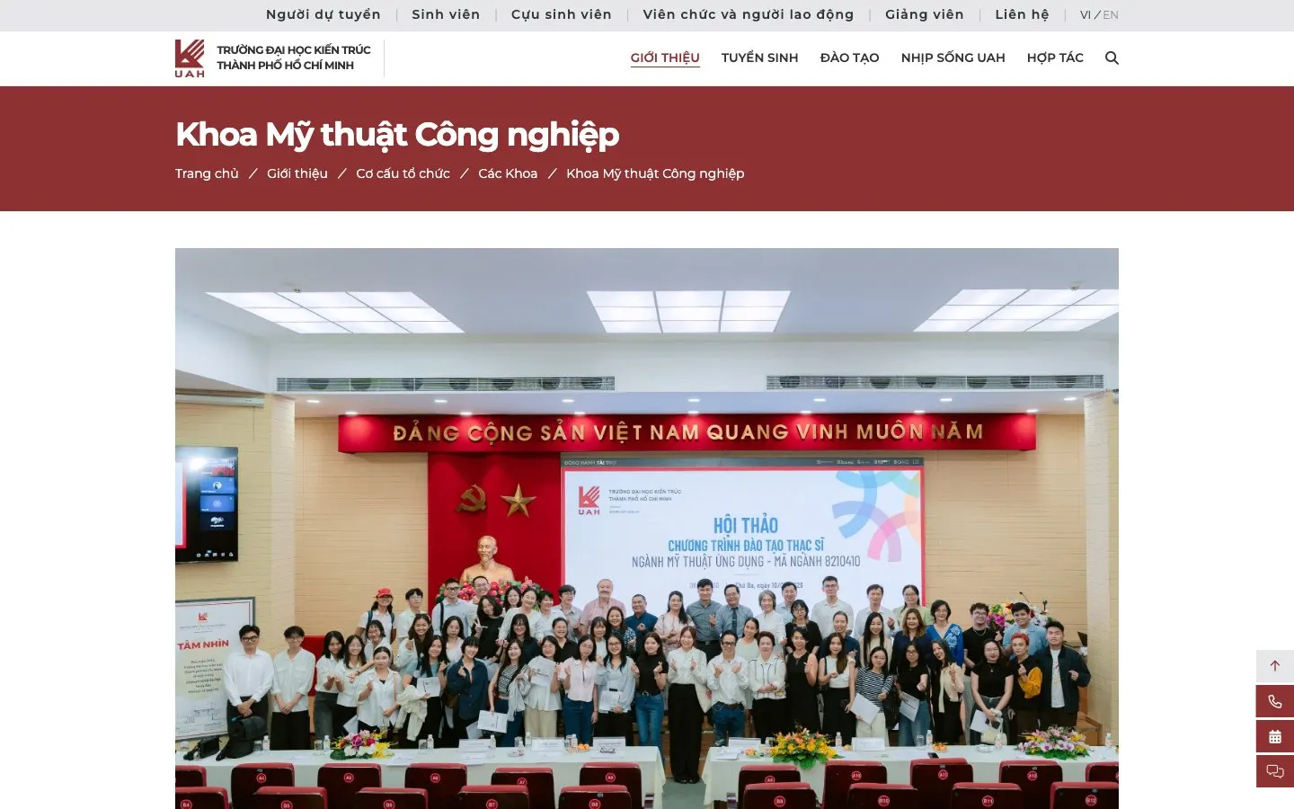 The website of University of Architecture Ho Chi Minh City – Faculty of Industrial Fine Arts