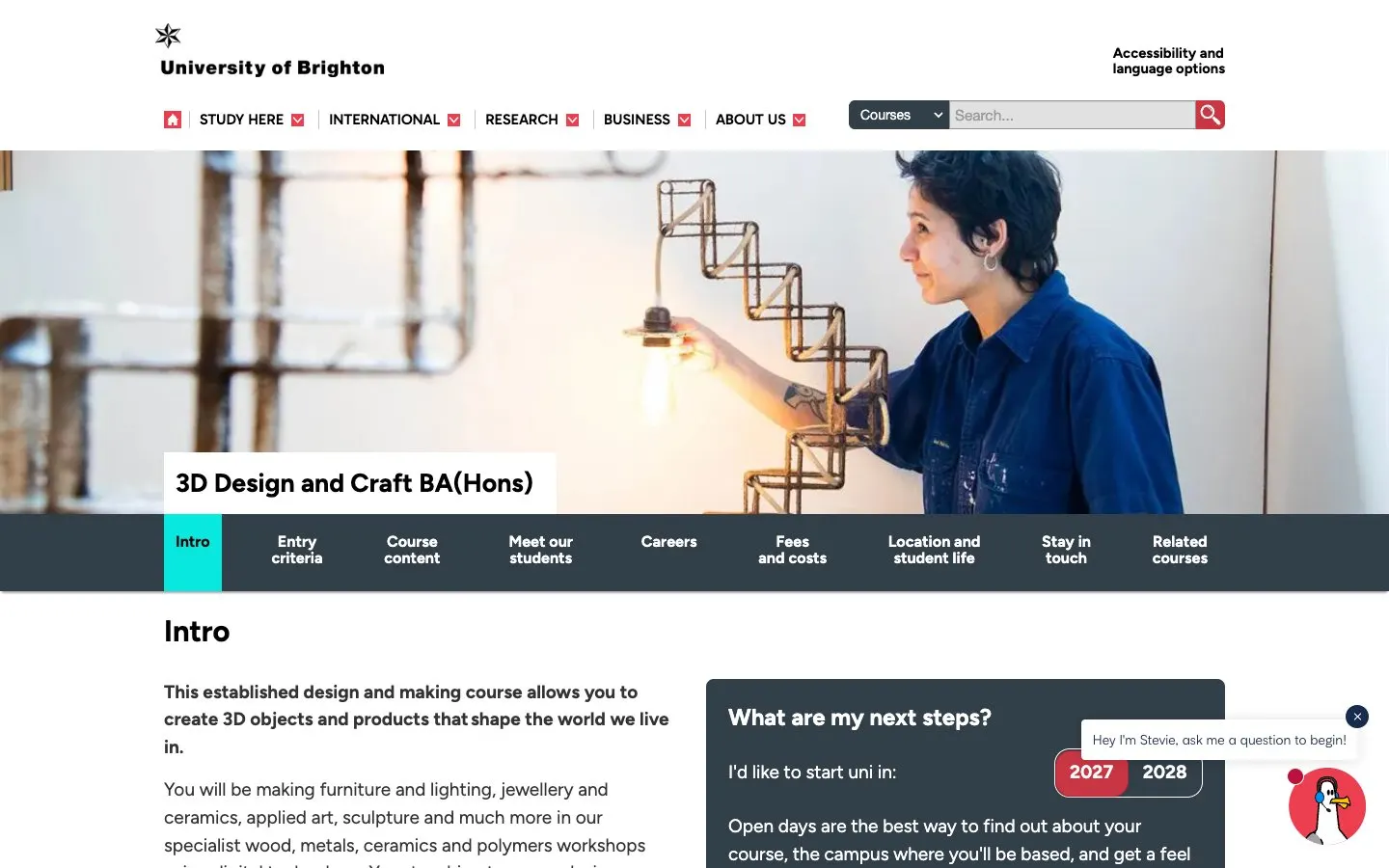 The website of University of Brighton – School of Art and Media
