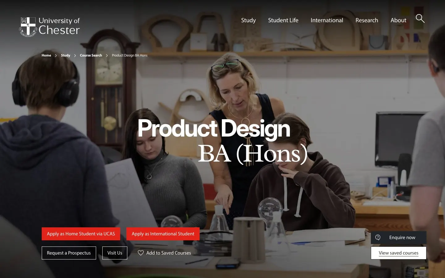 Il sito di University of Chester – Product Design and Fashion Design