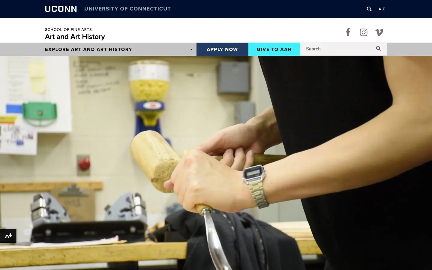 The website of University of Connecticut – Department of Art and Art History (Industrial Design)