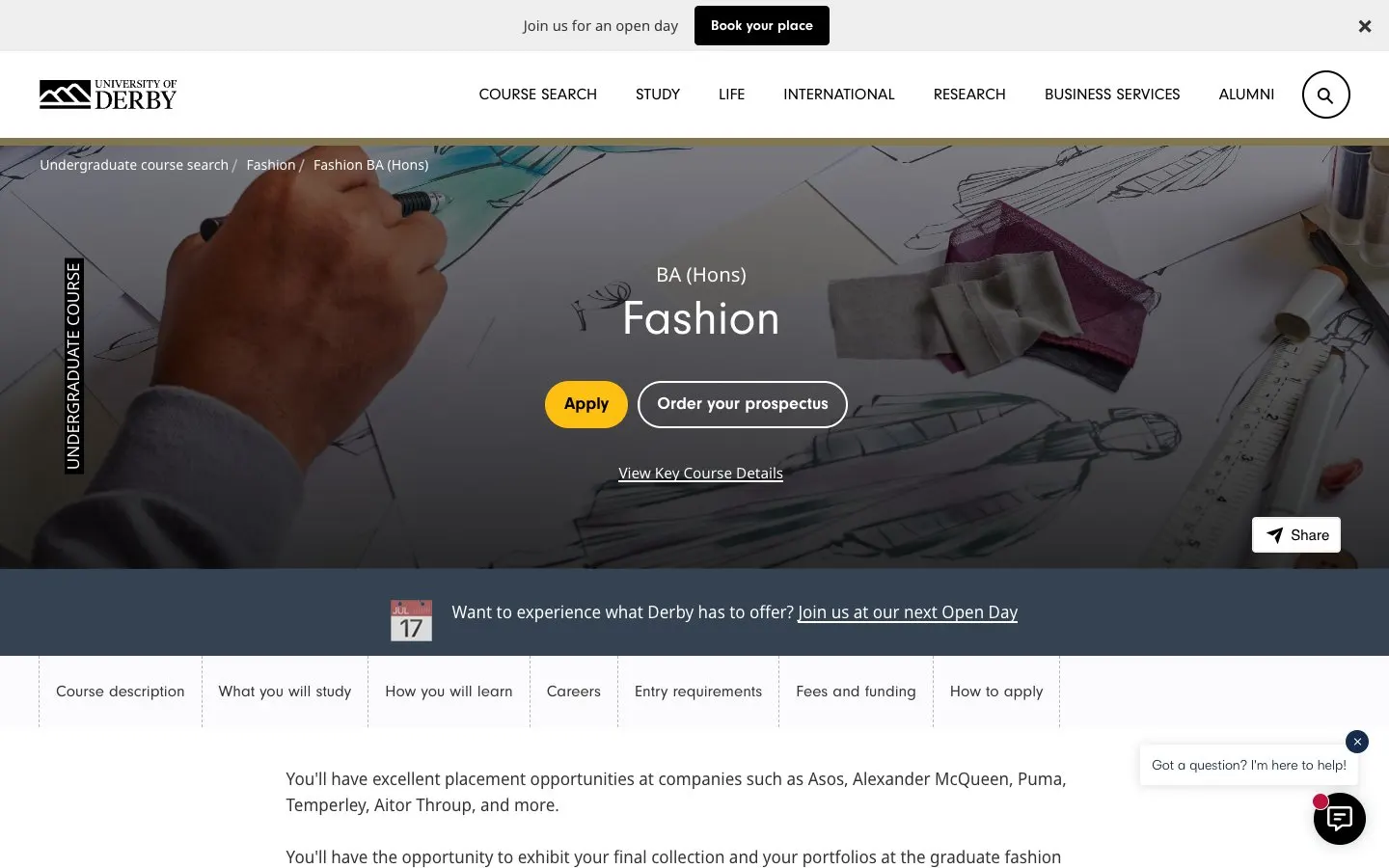 The website of University of Derby – Fashion