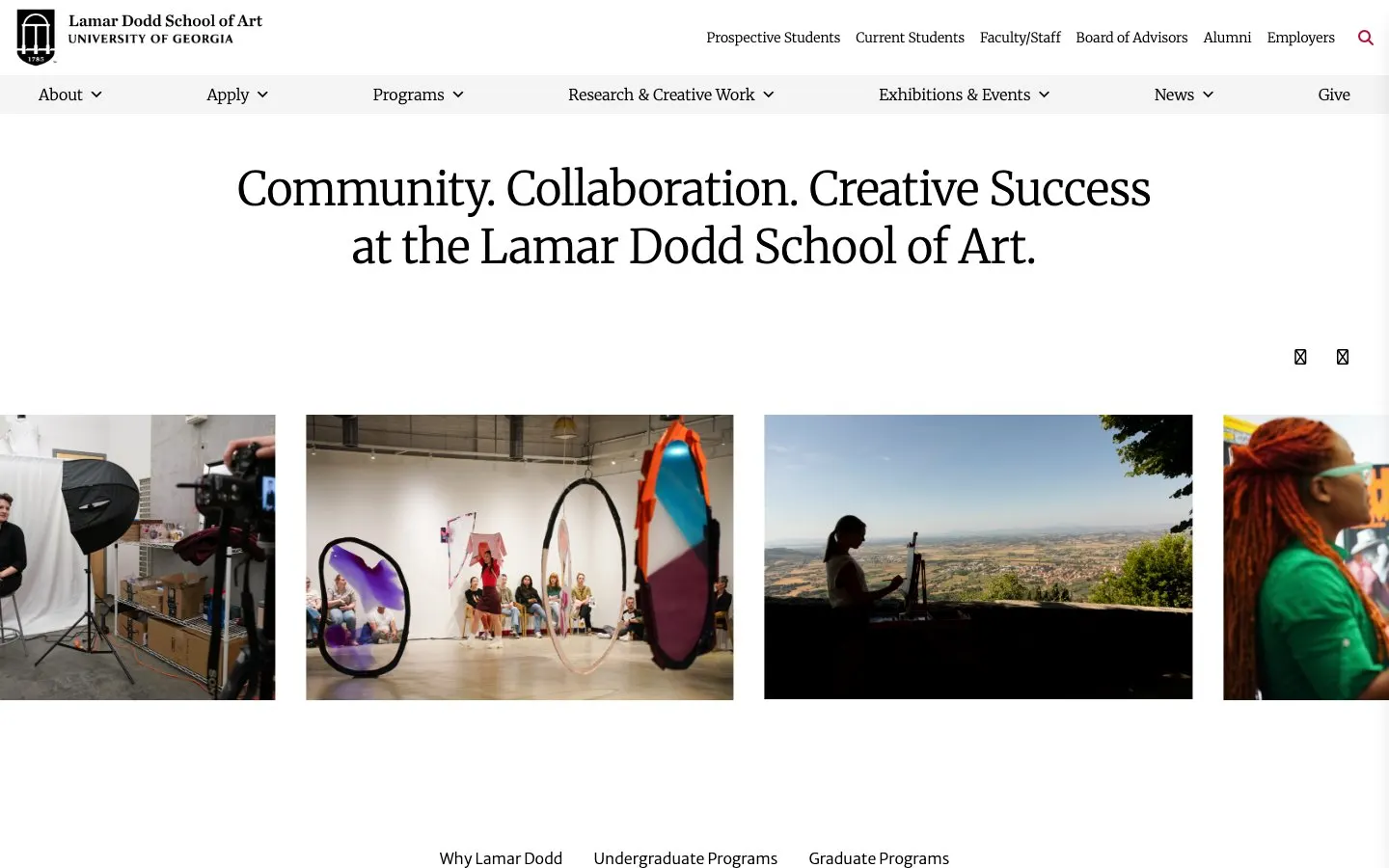 The website of University of Georgia – Lamar Dodd School of Art