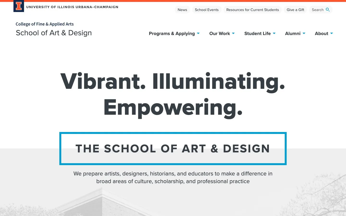 The website of University of Illinois Urbana-Champaign – School of Art and Design