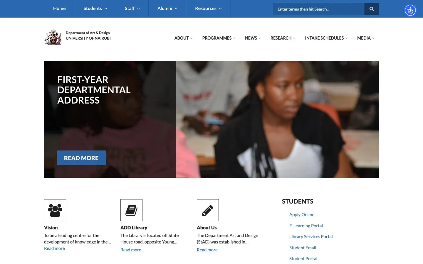 University of Nairobi – Department of Art and Design की वेबसाइट