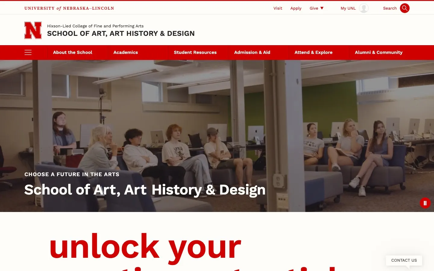 University of Nebraska–Lincoln – School of Art, Art History & Design की वेबसाइट