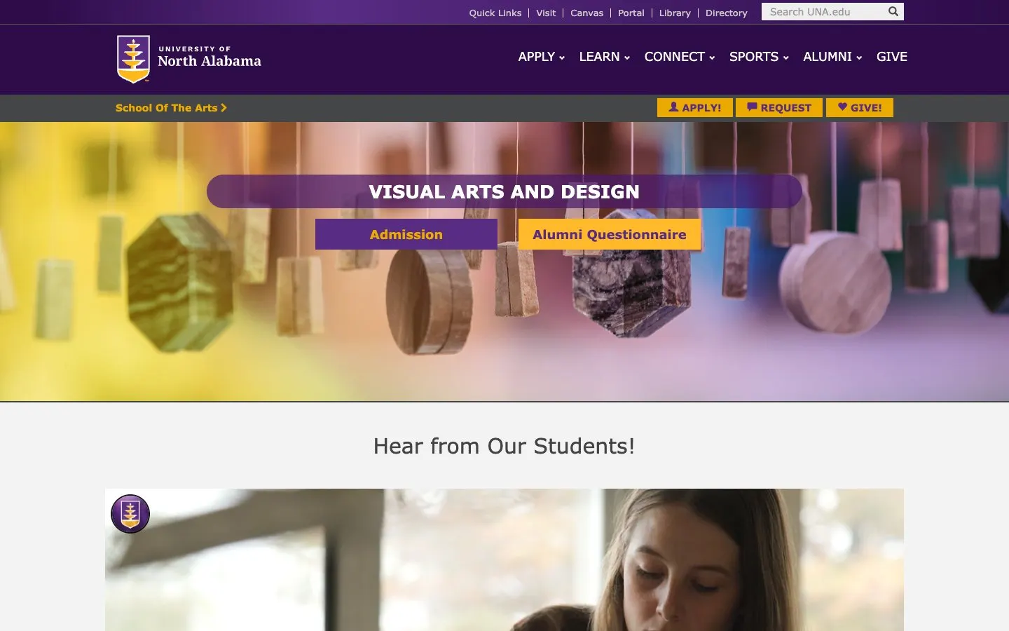 The website of University of North Alabama – Department of Visual Arts and Design